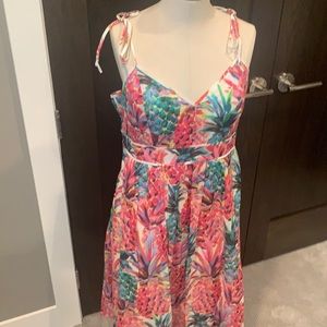 JCrew Pineapple print midi dress, lined